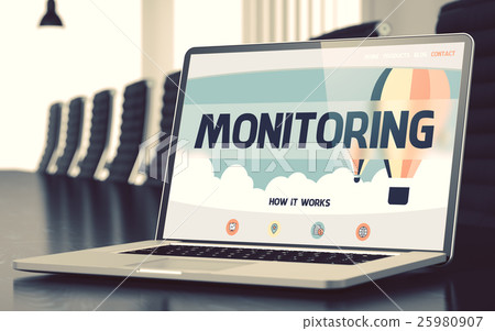 Monitoring - on Laptop Screen. Closeup. 3D. 25980907