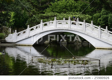 獨自一個人走在白色拱橋上 25980926