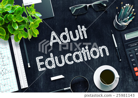 Adult Education - Text on Black Chalkboard. 3D Adult Education - Text on Black Chalkboard. 3D 25981143