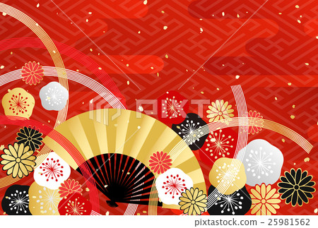 Ume chrysanthemum water tatami fan pattern background Ume chrysanthemum water tatami fan pattern background 25981562