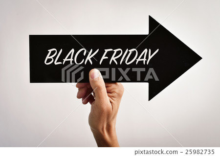 text black friday in an arrow-shaped signboard 25982735