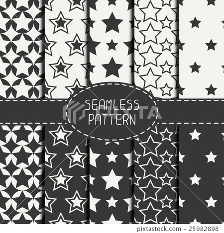 Set of geometric seamless pattern with stars - Stock Illustration ...