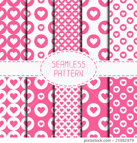 Set of pink romantic geometric seamless pattern - Stock Illustration ...