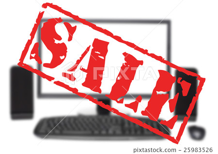 "Sale" inscritpion and desktop computer "Sale" inscritpion and desktop computer 25983526