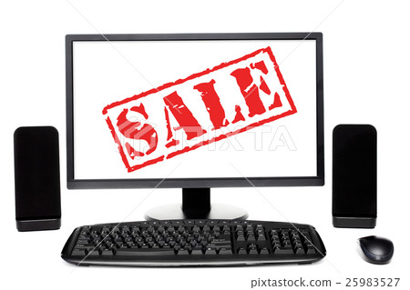 "Sale" inscription on the desktop computer monitor "Sale" inscription on the desktop computer monitor 25983527