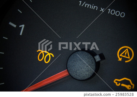 Glow plugs light. Car dashboard in closeup 25983528