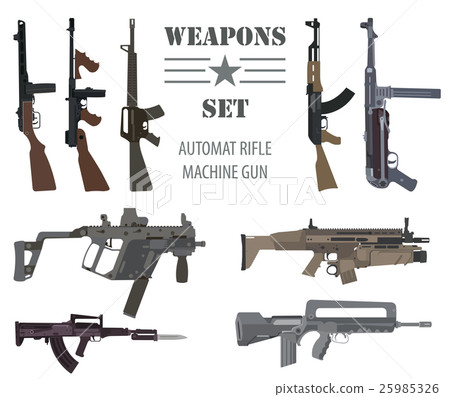 Firearm set. Automatic rifle, machine gun Firearm set. Automatic rifle, machine gun 25985326