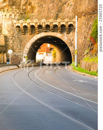Road tunnel under Vysehrad Hill in Prague 25985720