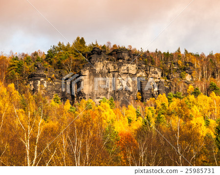 Sandstone rock formation in the middle of autumn 25985731