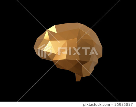 golden low polygon brain , Idea concept. 25985857