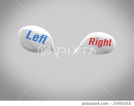 Left and Right words printed on thought balloons Left and Right words printed on thought balloons 25985858