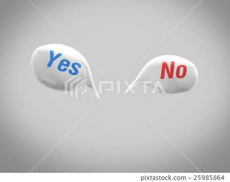 YES and NO words printed on thought balloons 25985864