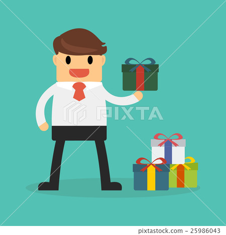 Businessman holding a gift box Businessman holding a gift box 25986043