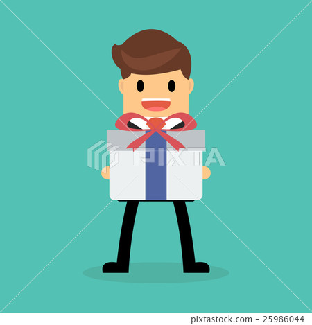 Businessman holding a gift box Businessman holding a gift box 25986044