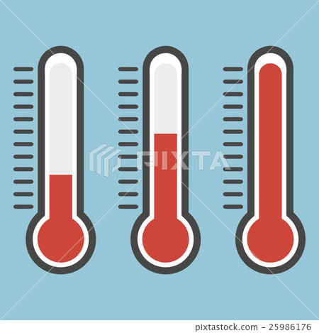 Thermometers in flat style and thermometer icon,  25986176