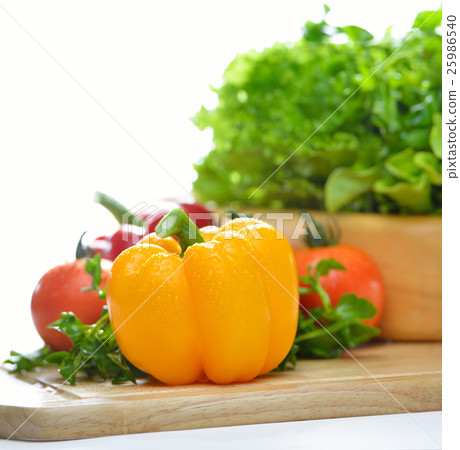 Fresh fruits and vegetables isolated on white  25986540