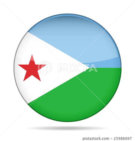 Flag of Djibouti. Shiny round button. Flag of Djibouti. Shiny round button. 25986897
