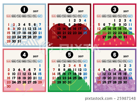 2017日曆1月 - 6月插圖包括在內 2017日曆1月 - 6月插圖包括在內 25987148