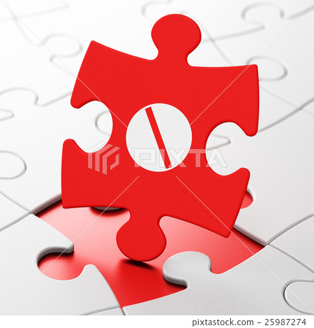 Healthcare concept: Pill on puzzle background - Stock Illustration