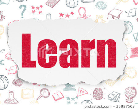 Studying concept: Learn on Torn Paper background - Stock Illustration ...