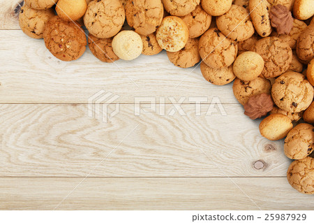 Cookies and biscuits at natural wood with copy Cookies and biscuits at natural wood with copy 25987929