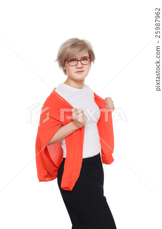 Blond stylish woman in eyeglasses portrait Blond stylish woman in eyeglasses portrait 25987962
