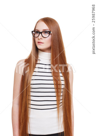 Redhead woman with strong healthy hair portrait Redhead woman with strong healthy hair portrait 25987968