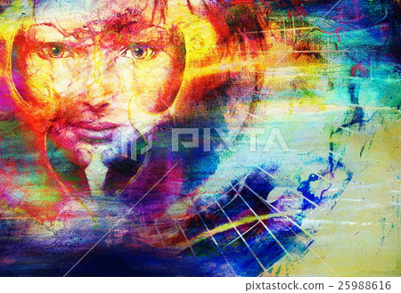 beautiful face of mystical being with music notes 25988616
