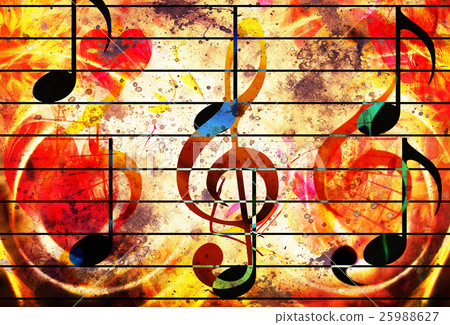 abstract set of music clefs and lines with notes 25988627