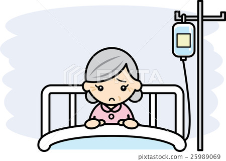 Old lady with worried face during hospitalization 25989069