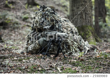 sniper wearing ghillie suit 25989969