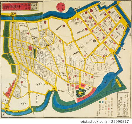 舊地圖“江戶區圖片”Kojimachi，Nagatacho，外面櫻田繪圖 25990817