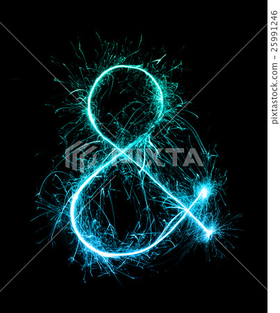 ampersand symbol made of firework sparklers ampersand symbol made of firework sparklers 25991246