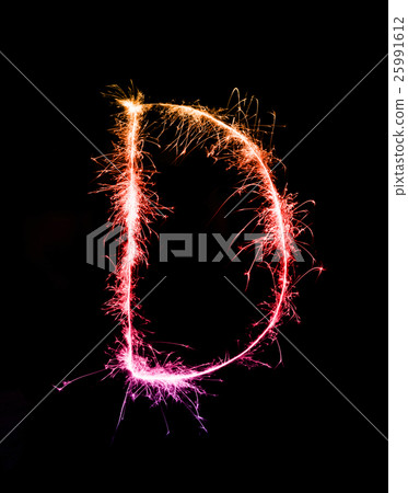 Sparkler firework light alphabet D at night 25991612