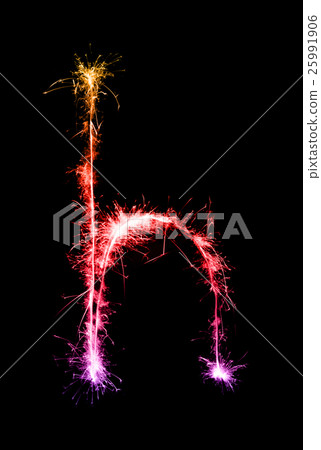 Sparkler firework light alphabet h at night Sparkler firework light alphabet h at night 25991906