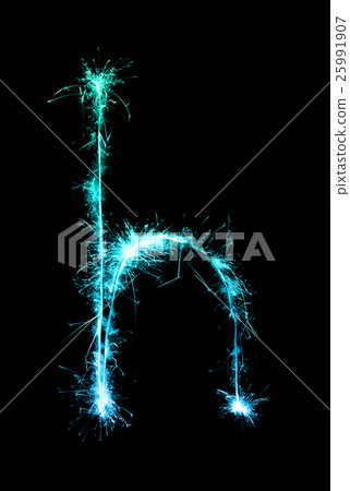 Sparkler firework light alphabet h at night Sparkler firework light alphabet h at night 25991907