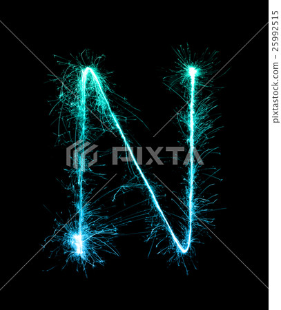 Sparkler firework light alphabet N at night Sparkler firework light alphabet N at night 25992515