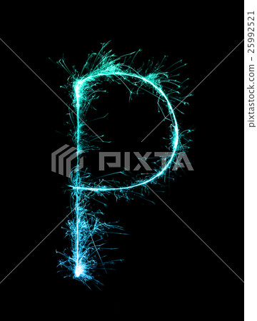 Sparkler firework light alphabet P at night Sparkler firework light alphabet P at night 25992521