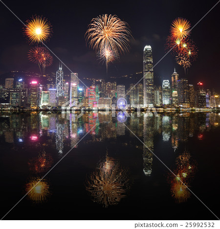 Fireworks Festival over Hong Kong city Fireworks Festival over Hong Kong city 25992532