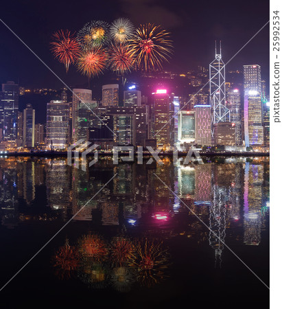 Fireworks Festival over Hong Kong city Fireworks Festival over Hong Kong city 25992534