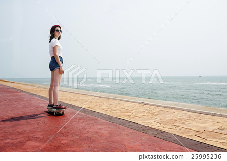 Skateboard Recreational Pursuit Summer Beach Holiday Concept 25995236