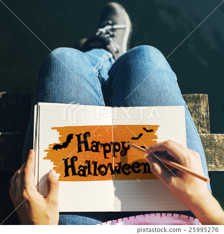 Halloween Bat Pumpkin Lantern Scary Graphic Concept 25995276