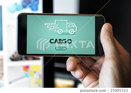 Import Export Shipment Truck Graphic Concept 25995323