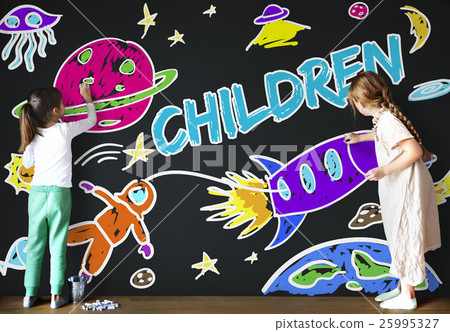 Kids Imagination Space Rocket Joyful Graphic Concept Kids Imagination Space Rocket Joyful Graphic Concept 25995327