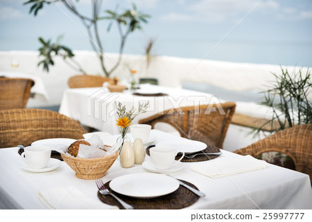 Mature Friends Fine Dining Outdoors Concept 25997777