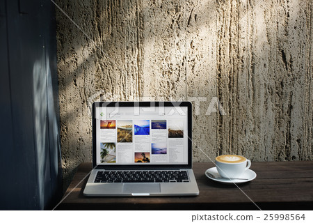 Coffee Laptop Latte Cappuccino Technology Concept Coffee Laptop Latte Cappuccino Technology Concept 25998564
