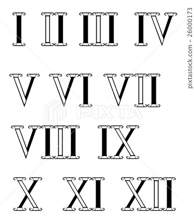 Contour Roman numerals 26000173