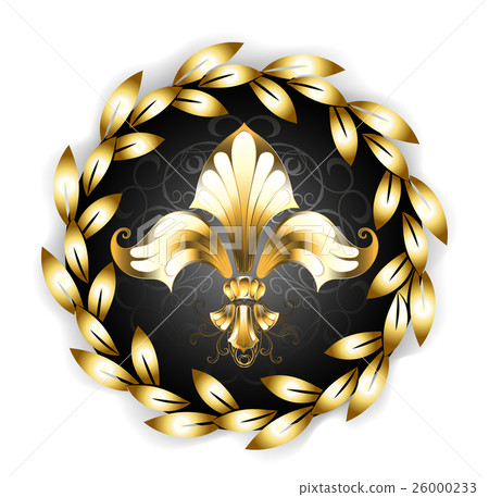 Gold Fleur-de-lis with a laurel wreath 26000233