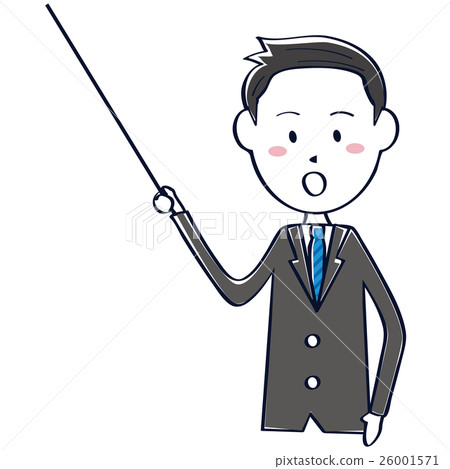 Cute refreshing businessman wire drawing short hair black hair upper body explanation 26001571