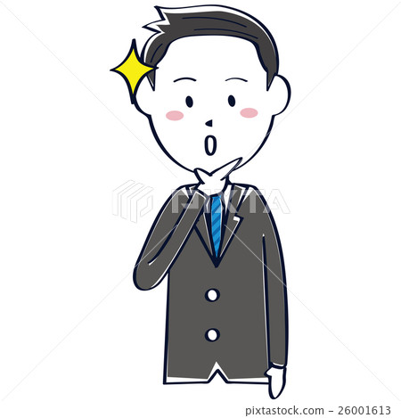 Cute refreshing businessman line drawing short hair black hair upper body impression Cute refreshing businessman line drawing short hair black hair upper body impression 26001613